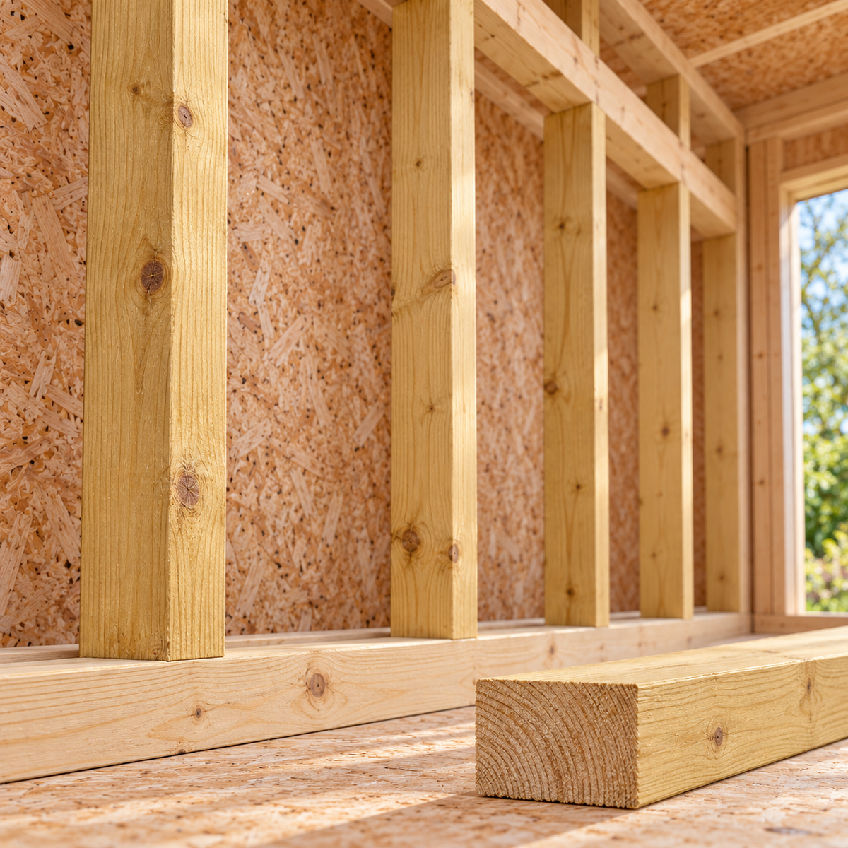 C16 3x2 studs in a timber wall frame