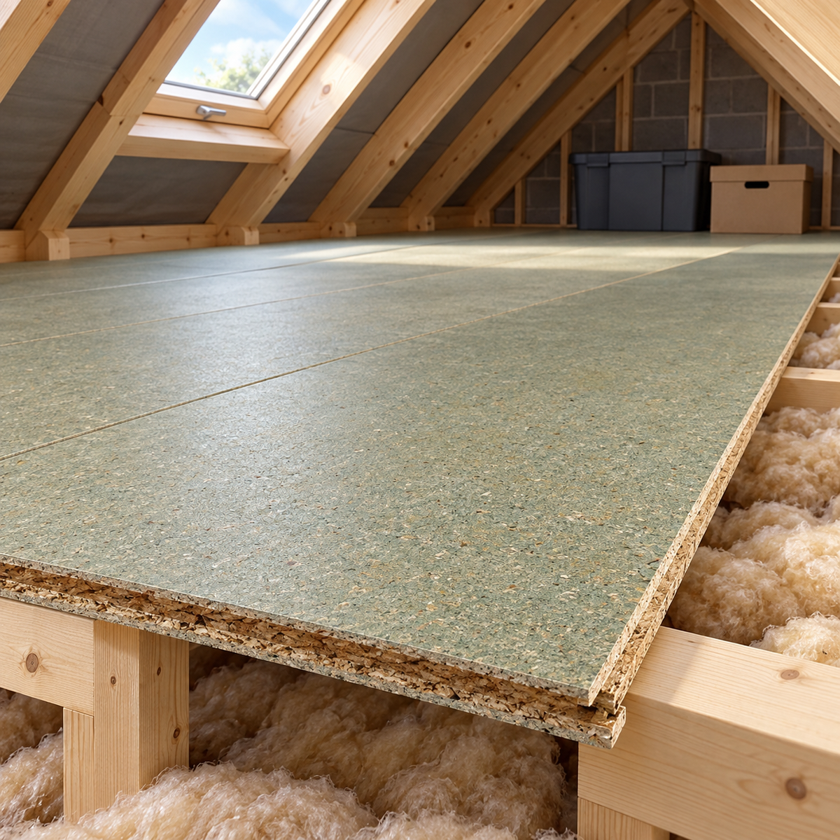 P5 loft boards laid across loft joists