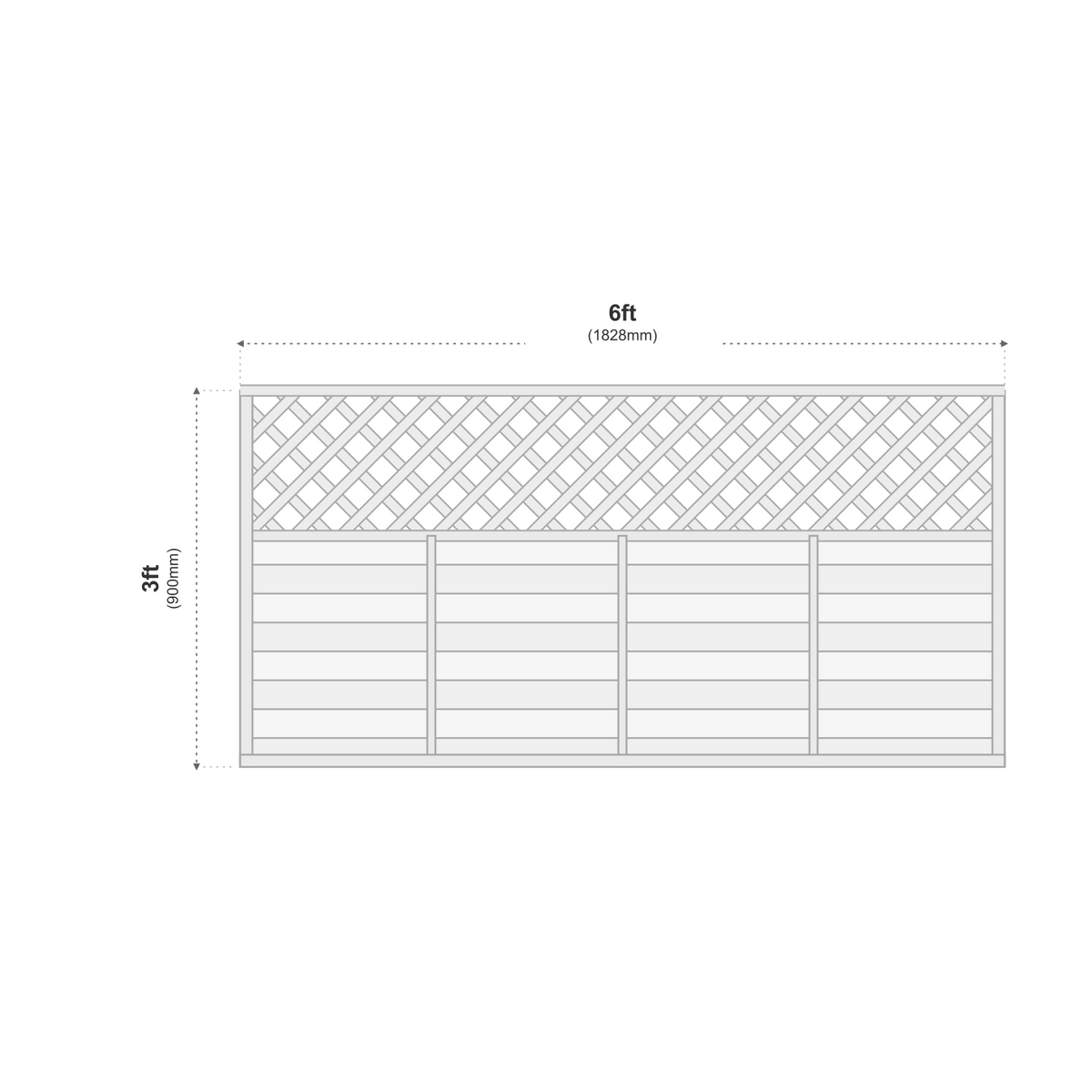 European Panel Model 4 6ft x 3ft 1828x900 dimensions diagram