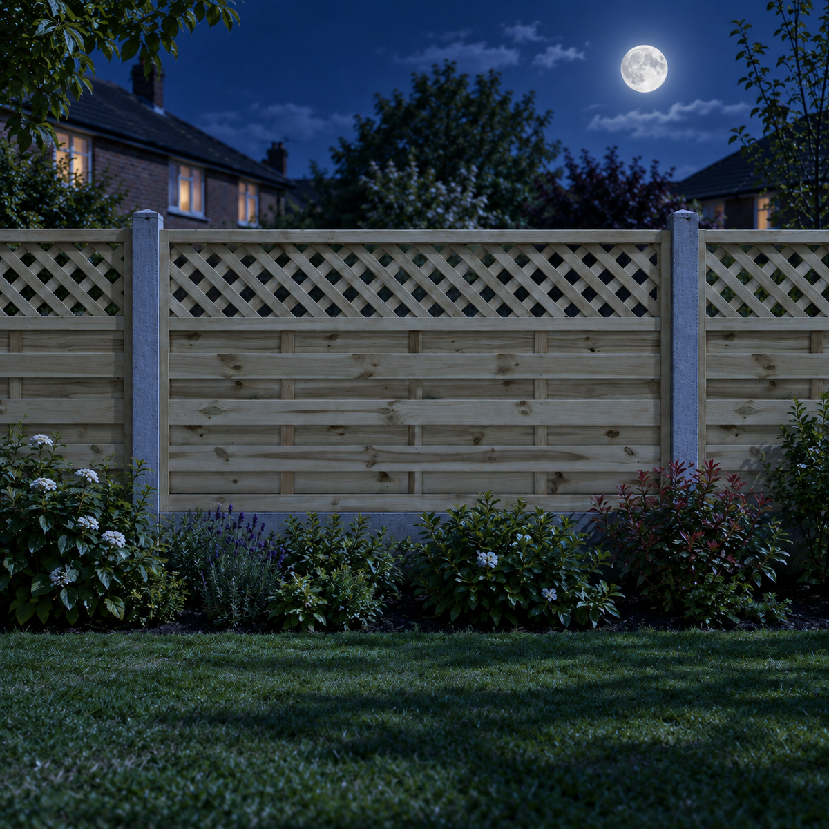 European Panel Model 4 6ft x 3ft 1828x900 – night garden view