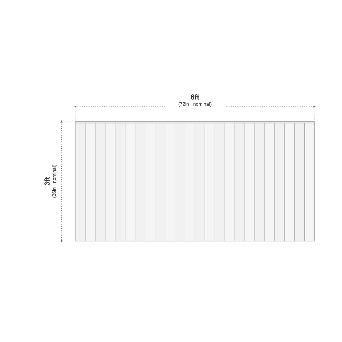 Feather Edge Panel Fully Framed 6ft x 3ft dimensions diagram