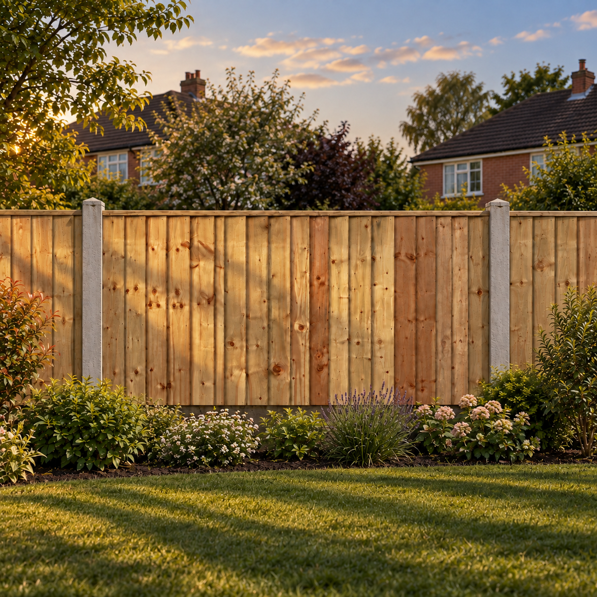 Feather Edge Panel Fully Framed 6ft x 3ft – evening garden view