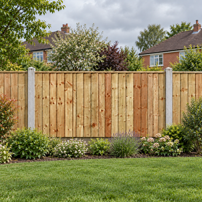Feather Edge Panel Fully Framed 6ft x 3ft – overcast garden view