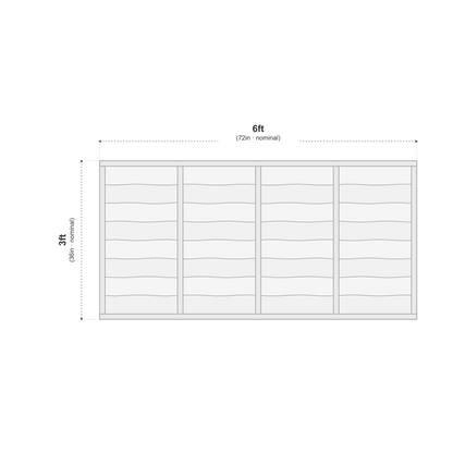 Waney Lap Panels Five Bar Fully Framed 6ft x 3ft dimensions diagram