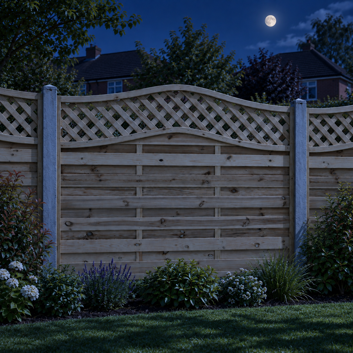 European Panel Model 33 6ft x 4ft 1828x1200 – night garden view