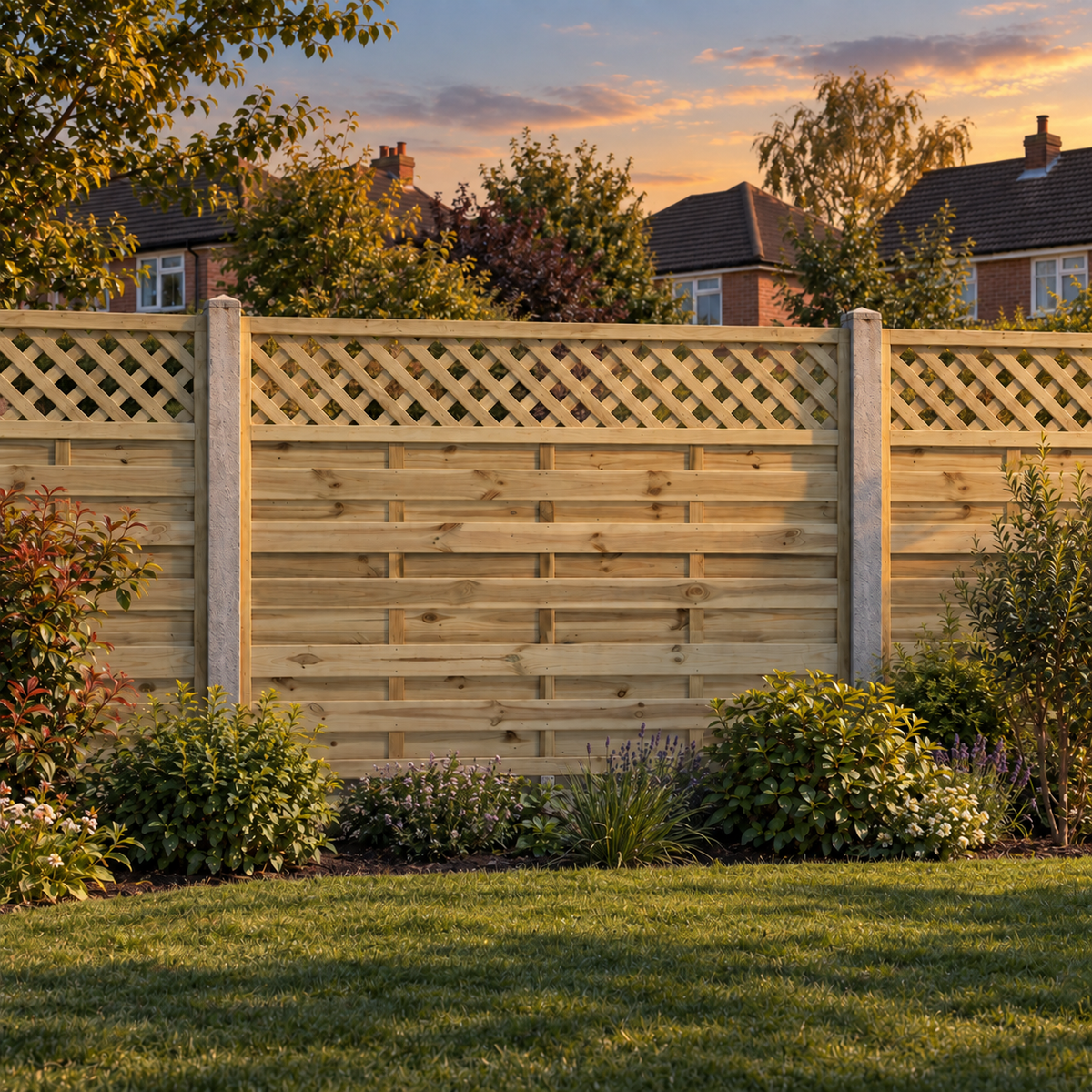 European Panel Model 4 6ft x 4ft 1828x1200 – evening garden view