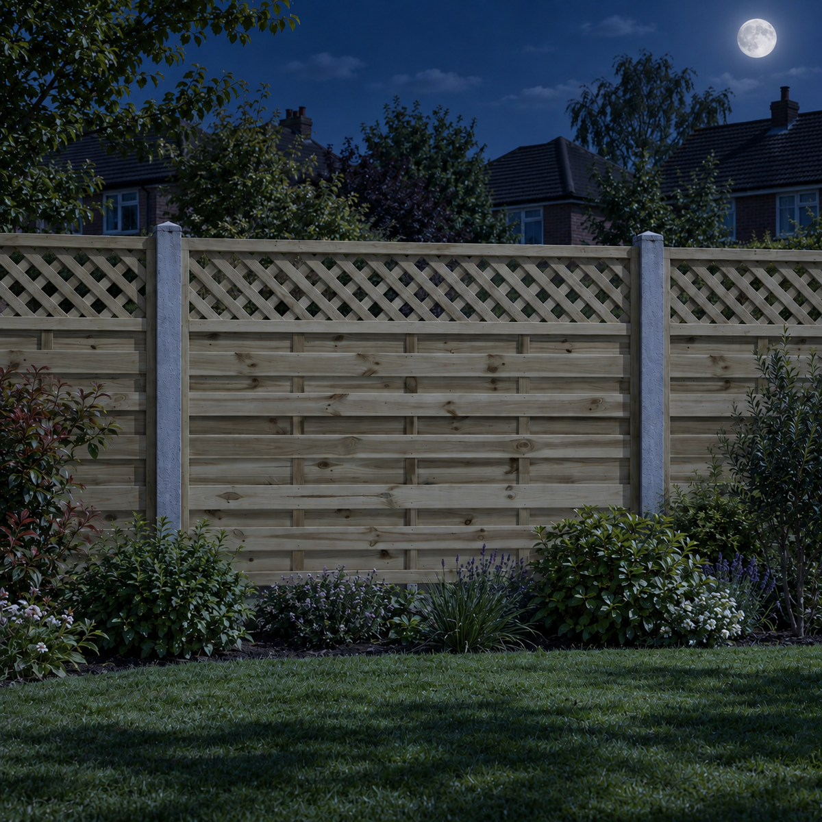 European Panel Model 4 6ft x 4ft 1828x1200 – night garden view