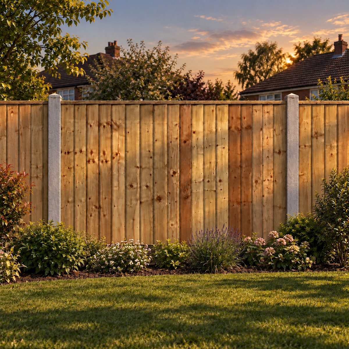 Feather Edge Panel Fully Framed 6ft x 4ft – evening garden view