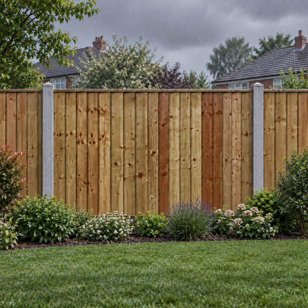 Feather Edge Panel Fully Framed 6ft x 4ft – rain garden view