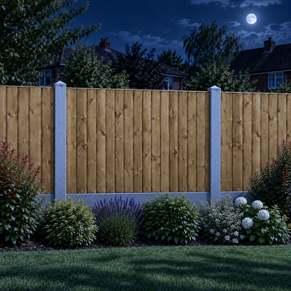 Feather Edge Panel 6ft x 4ft – night garden view