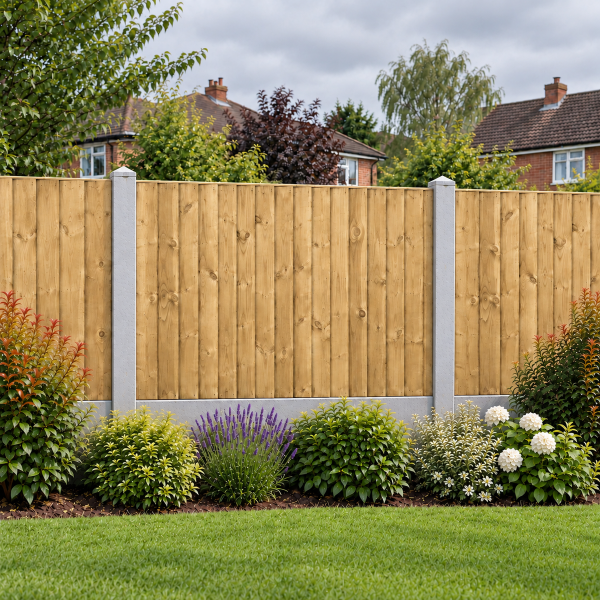 Feather Edge Panel 6ft x 4ft – overcast garden view