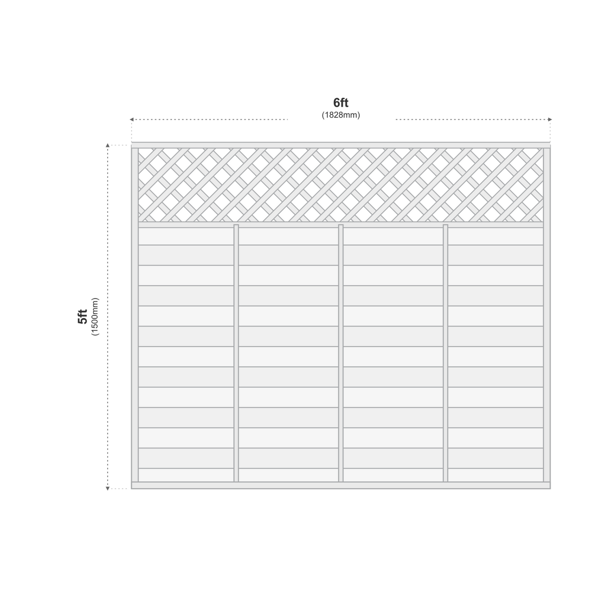 European Panel Model 4 6ft x 5ft 1828x1500 dimensions diagram