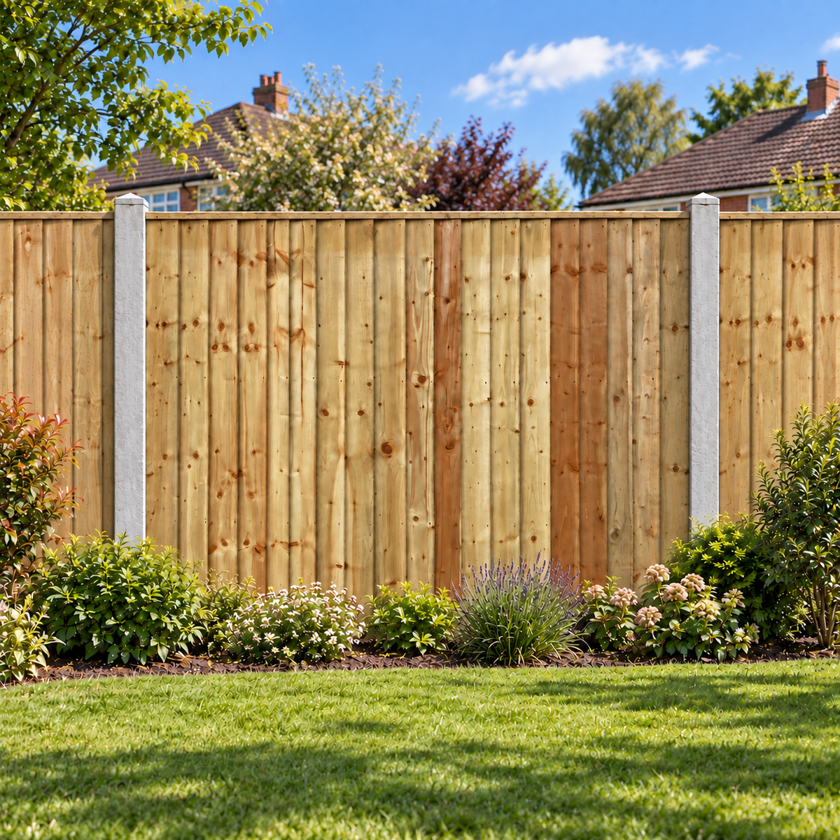 Feather Edge Panel Fully Framed 6ft x 5ft – day garden view