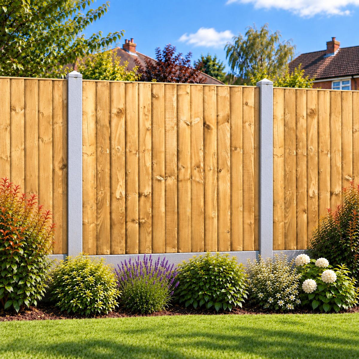 Feather Edge Panel 6ft x 5ft – day garden view
