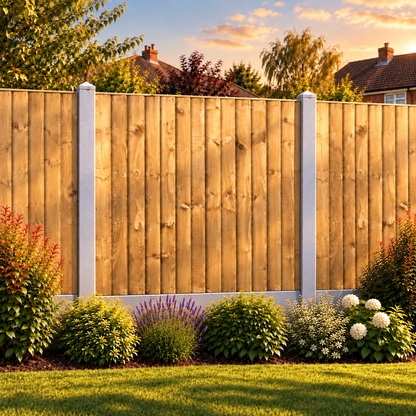 Feather Edge Panel 6ft x 5ft – evening garden view