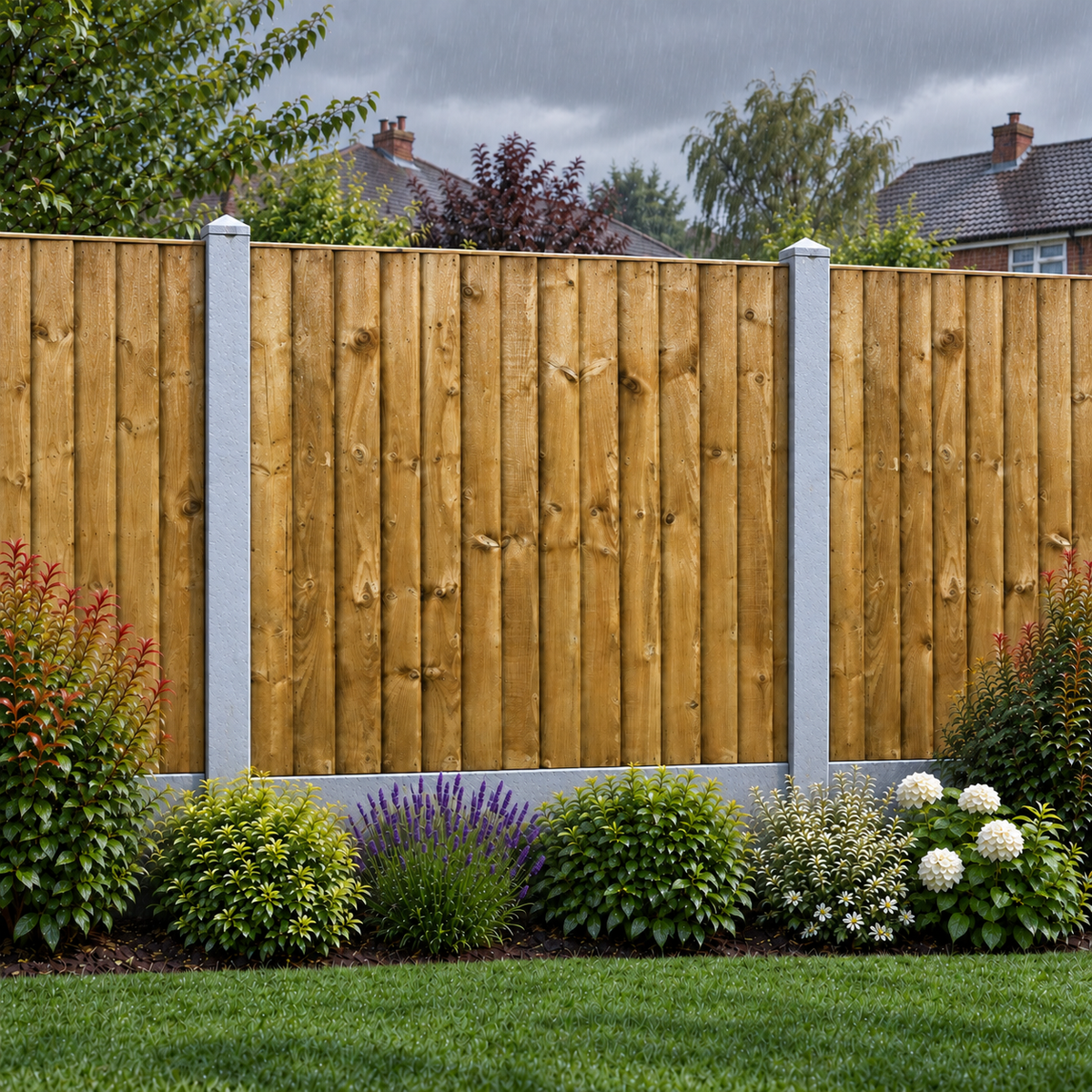 Feather Edge Panel 6ft x 5ft – rain garden view