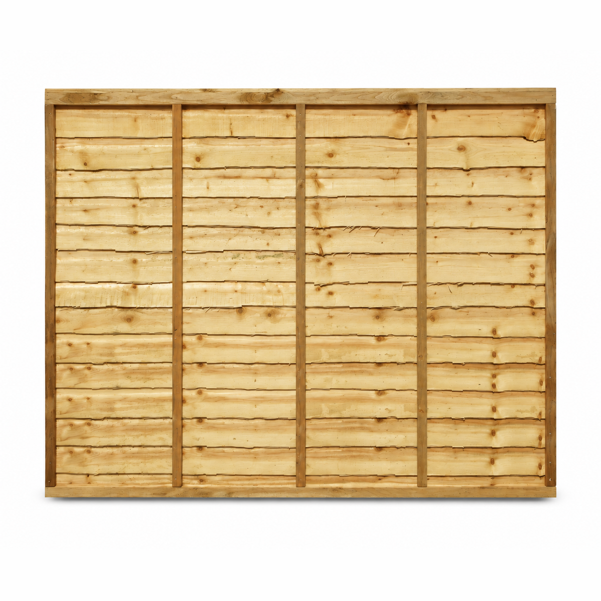 Waney Lap Panels Five Bar Fully Framed 6ft x 5ft – front on white