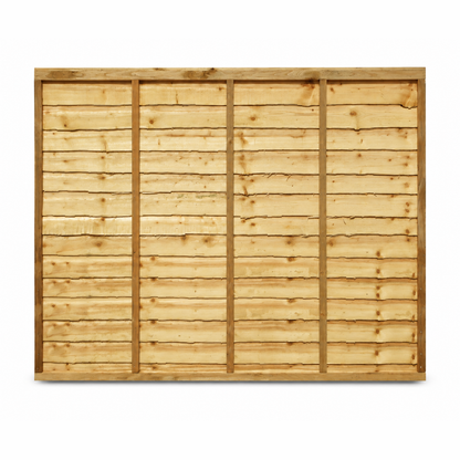 Waney Lap Panels Five Bar Fully Framed 6ft x 5ft – front on white