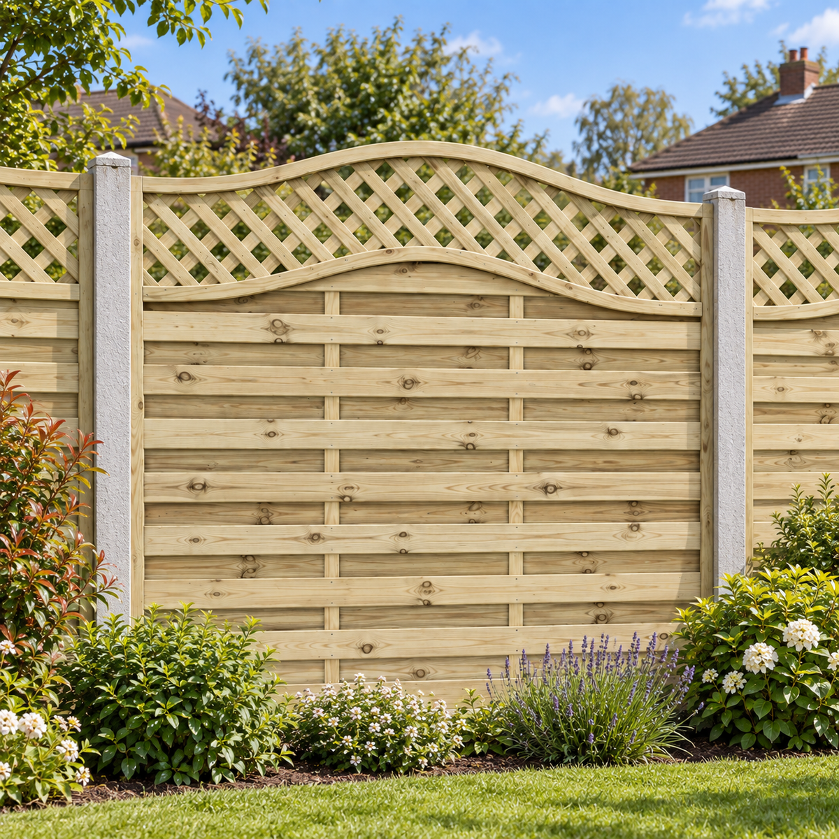 European Panel Model 33 6ft x 6ft 1828x1800 – day garden view