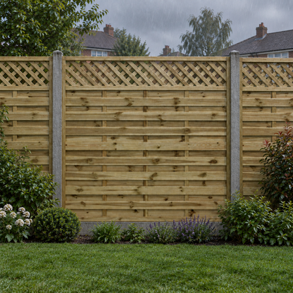 European Panel Model 4 6ft x 6ft 1828x1800 – rain garden view
