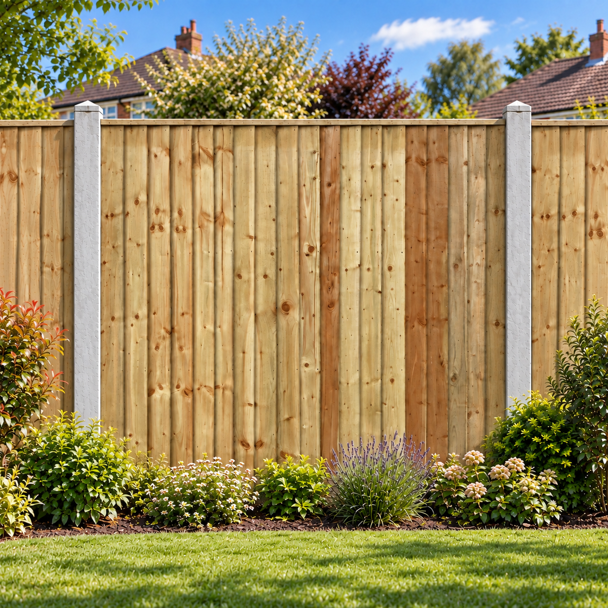 Feather Edge Panel Fully Framed 6ft x 6ft – day garden view