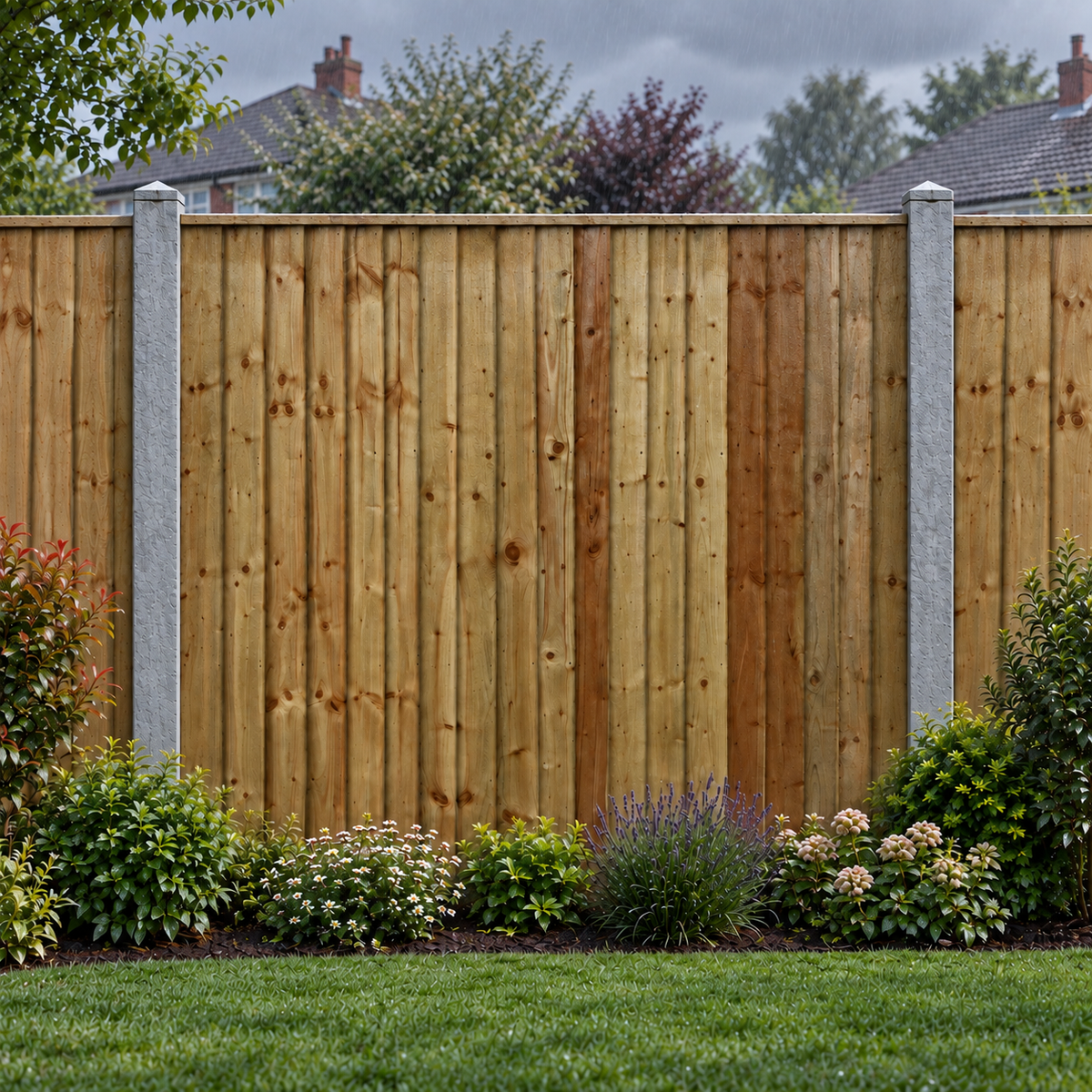 Feather Edge Panel Fully Framed 6ft x 6ft – rain garden view