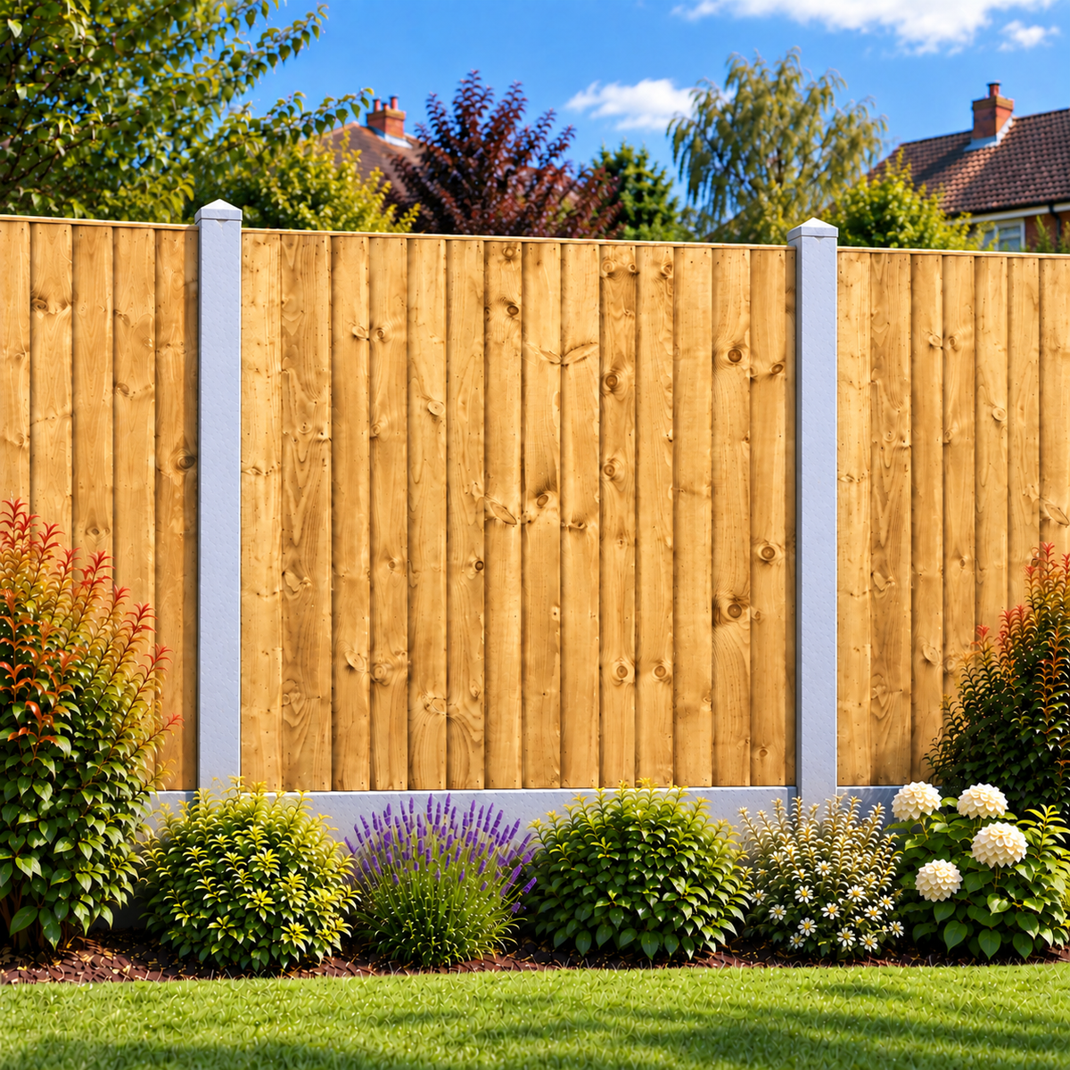 Feather Edge Panel 6ft x 6ft – day garden view