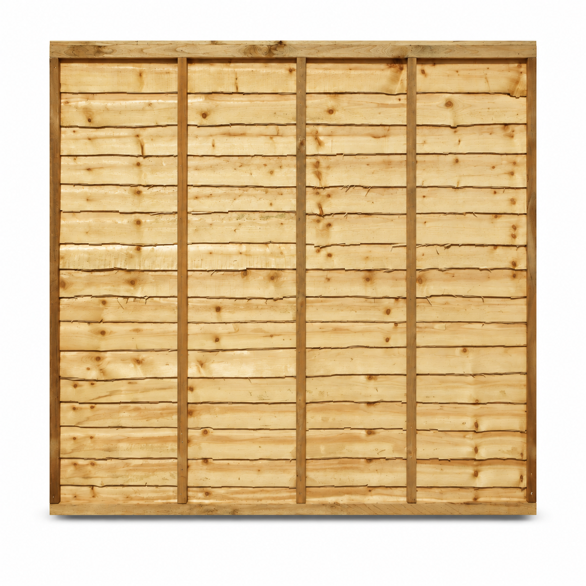 Waney Lap Panels Five Bar Fully Framed 6ft x 6ft – front on white