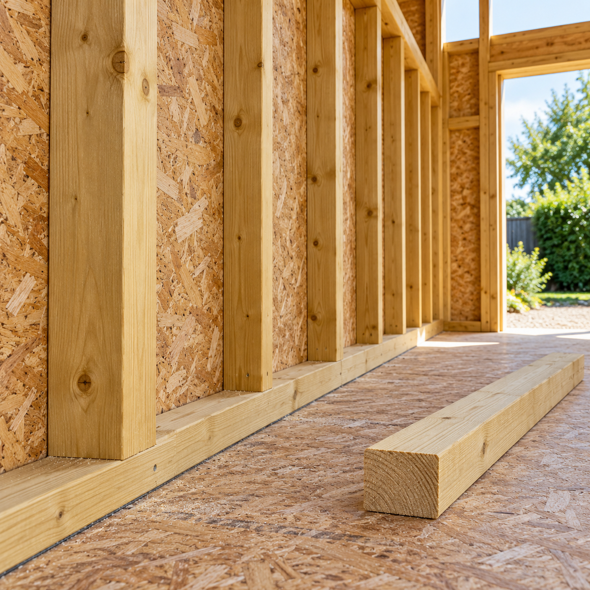 C16 4x2 studs in a timber wall frame