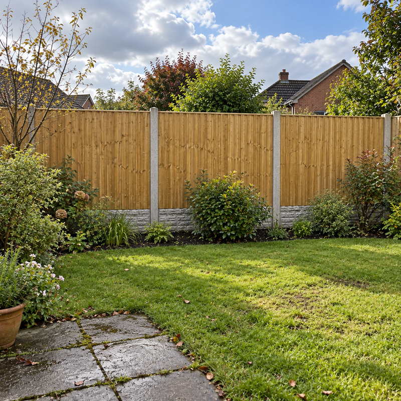 Customer garden with a fully framed feather edge fence