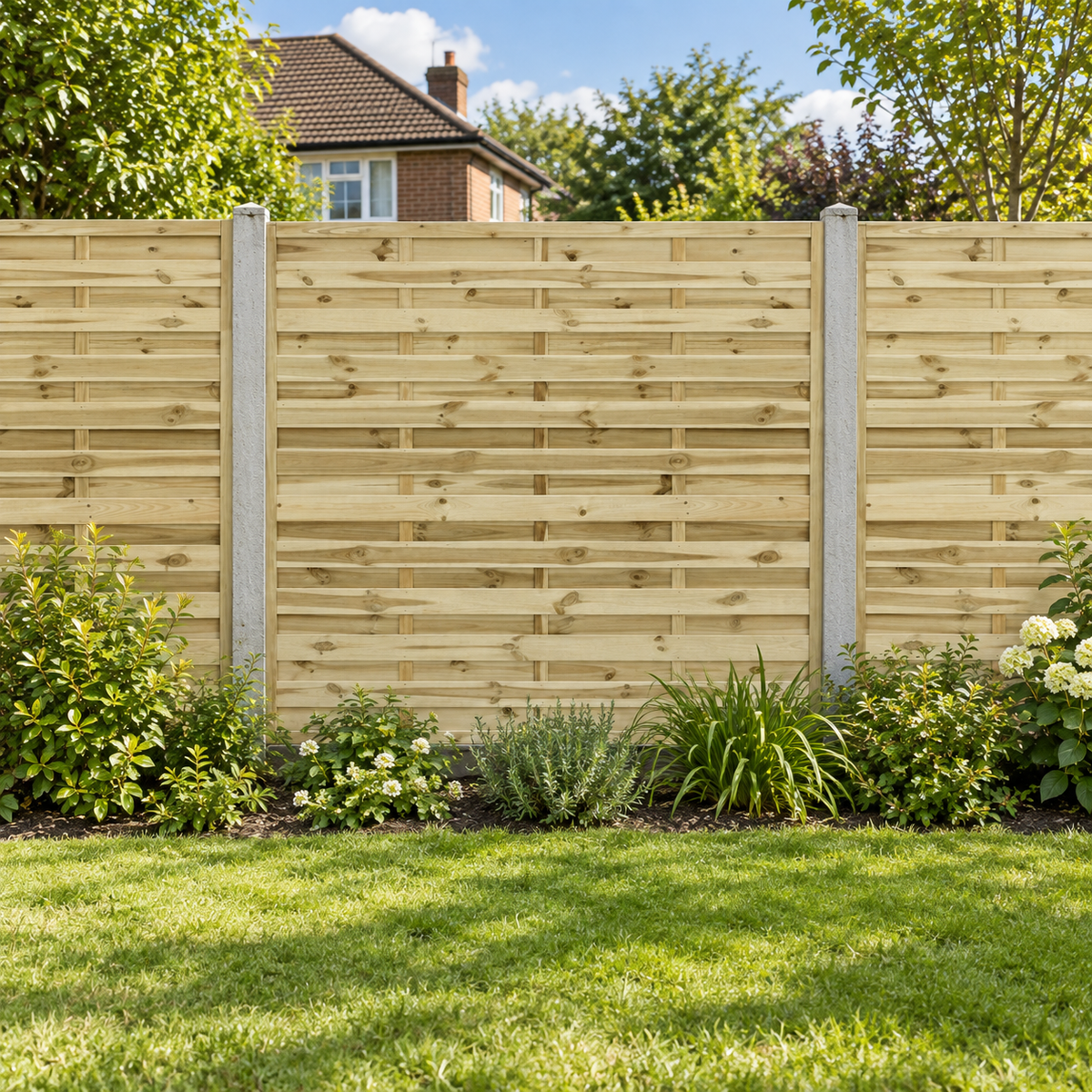 European Panel Model 1 6ft x 6ft 1828 x 1800 – day garden view