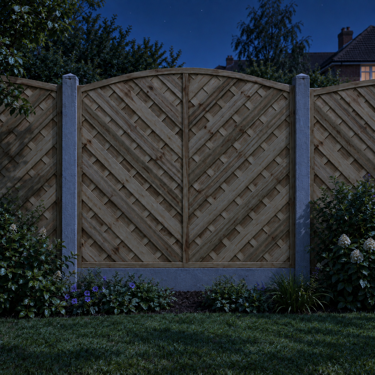 European Panel Model 14 6ft x 6ft 1828 x 1800 – night garden view