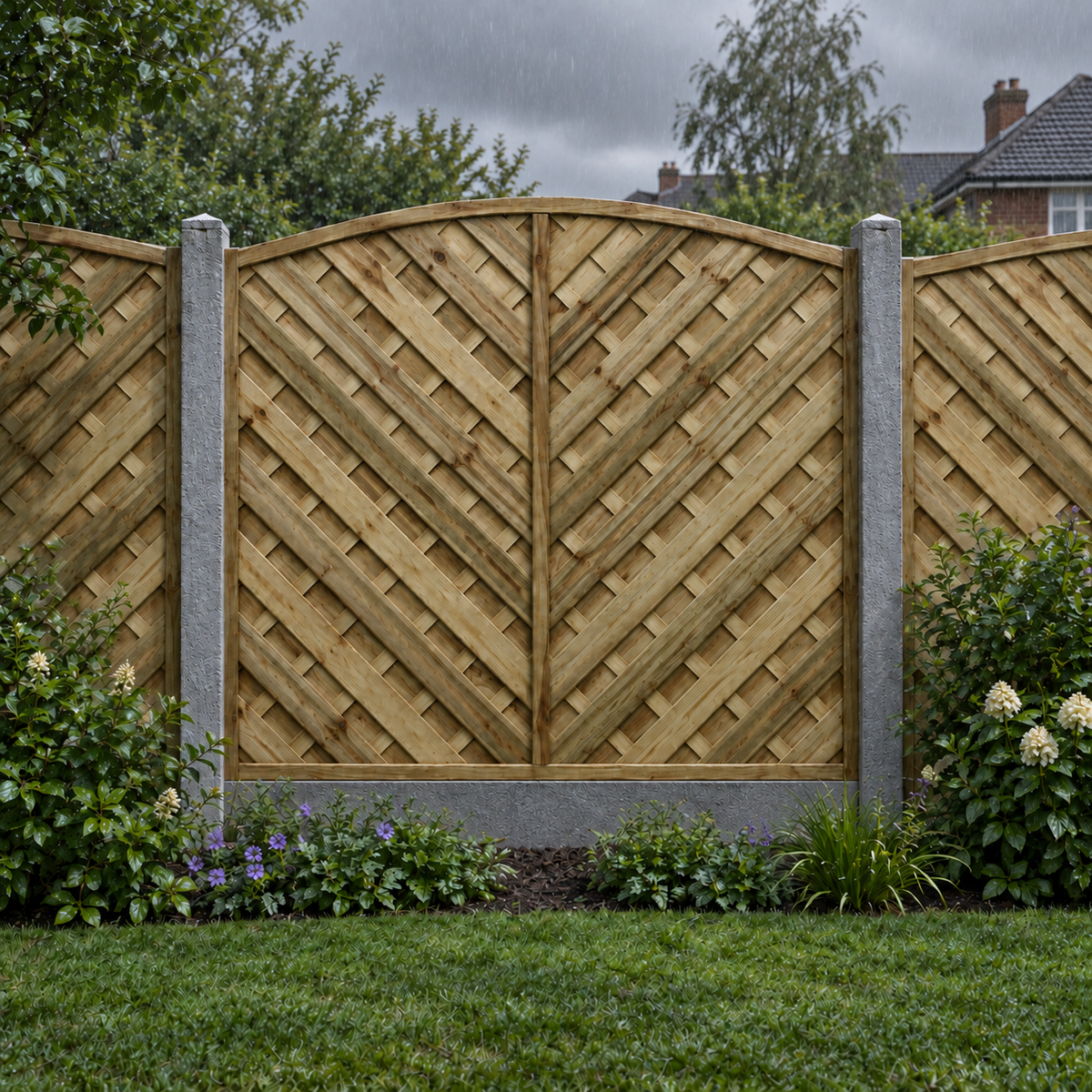 European Panel Model 14 6ft x 6ft 1828 x 1800 – rain garden view