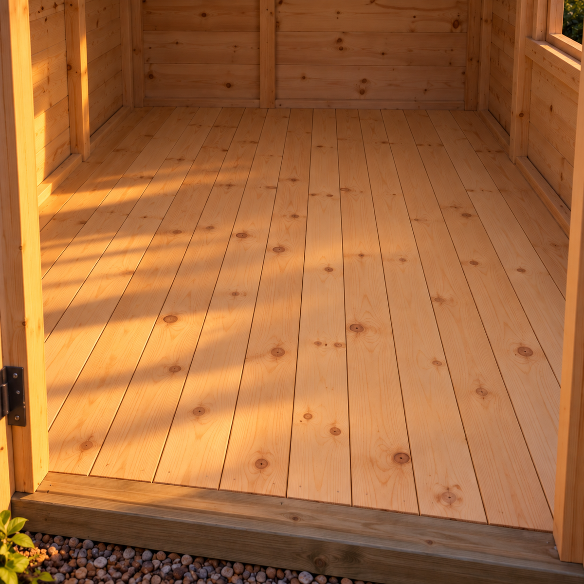Flooring in a garden, evening light