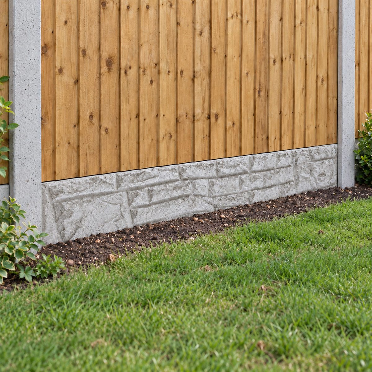 Gravel Board 6ft - Rock Face in a garden, overcast light