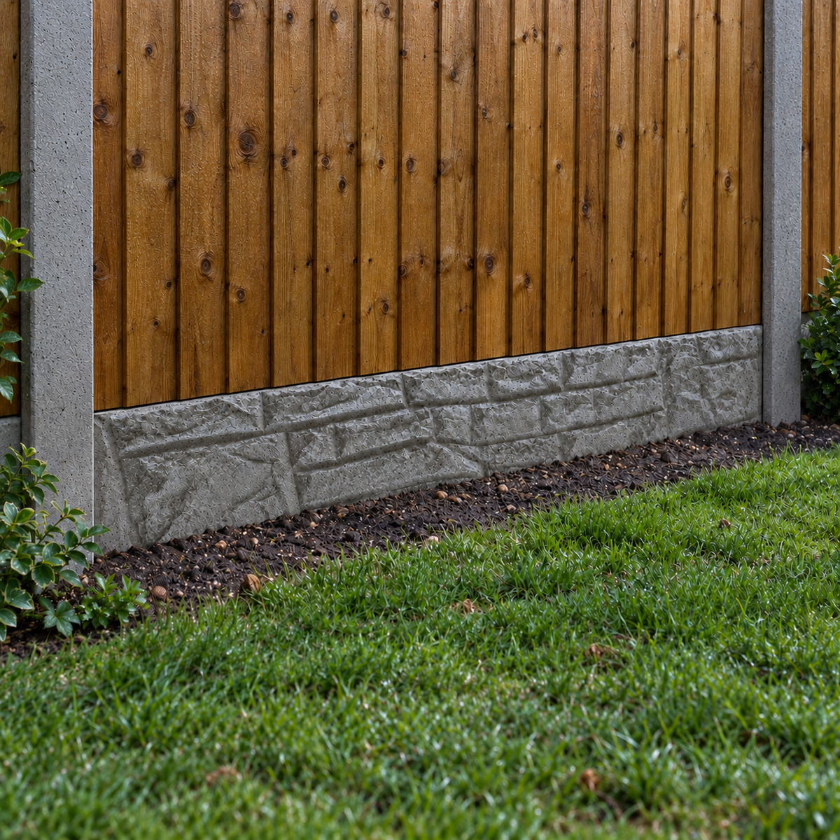 Gravel Board 6ft - Rock Face in a garden, rain light