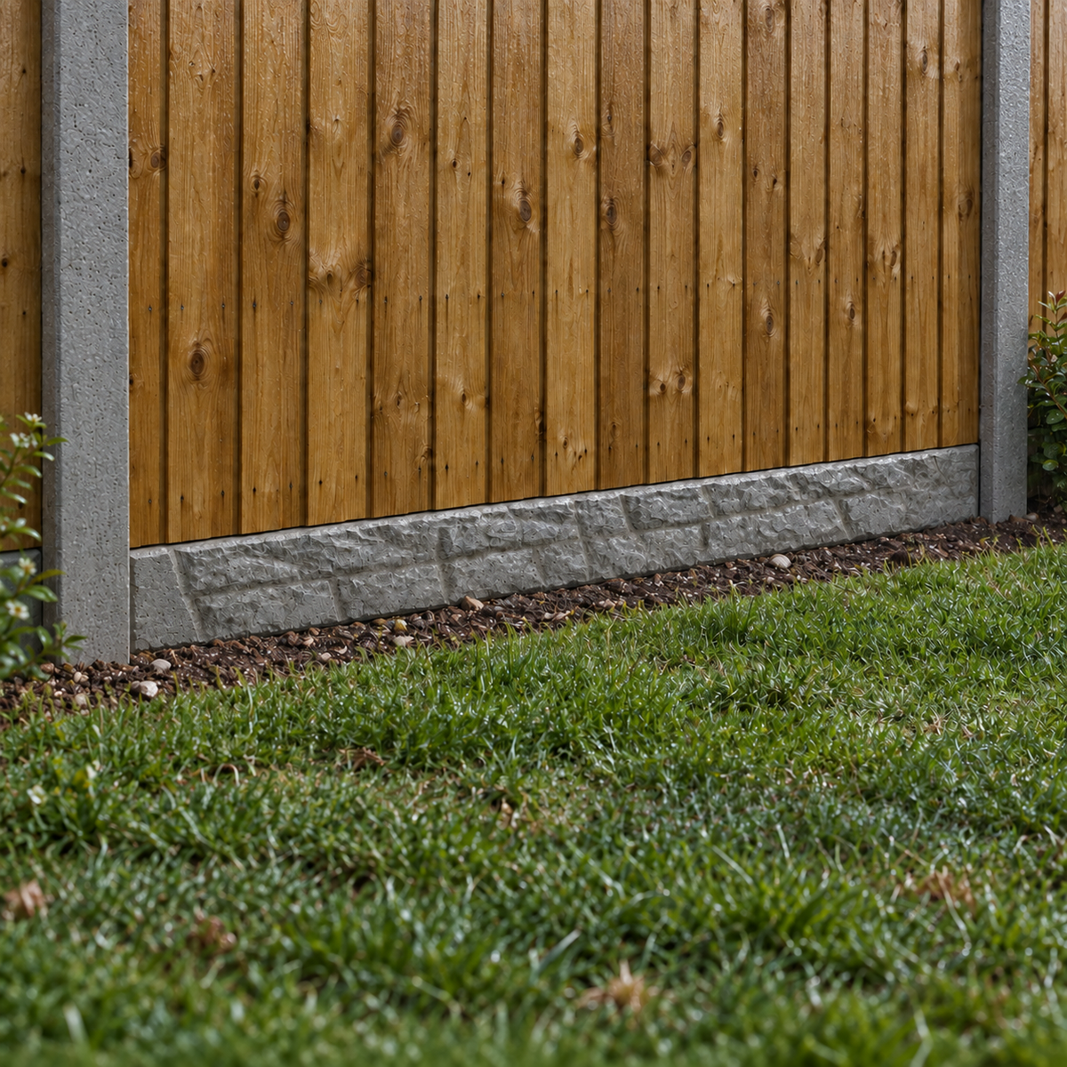 Gravel Board 6ft - Rock Face in a garden, rain light