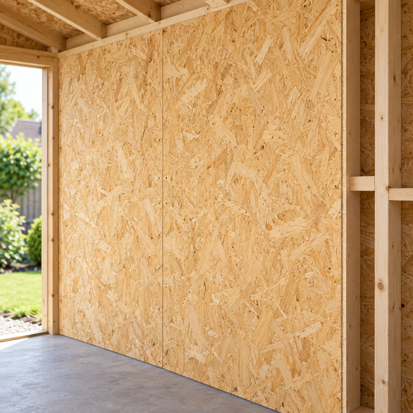 OSB3 sheathing on a garden building wall