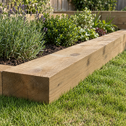 Railway Sleeper in a garden, day light