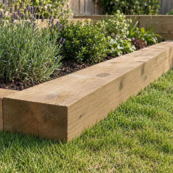 Railway Sleeper in a garden, day light