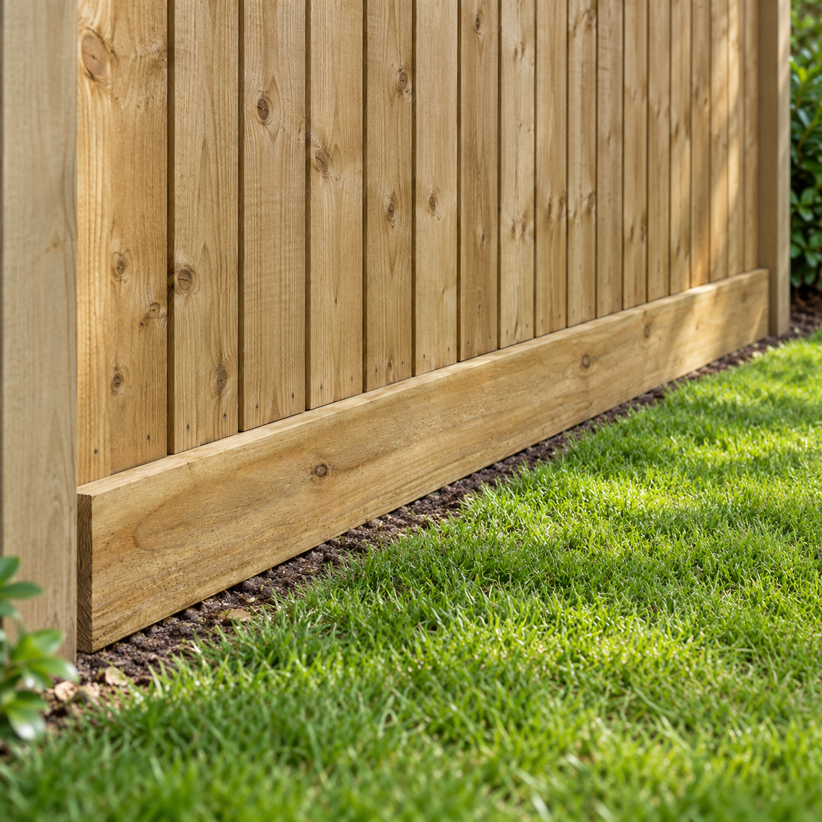 Timber Gravel Boards / Kickboards in a garden, day light
