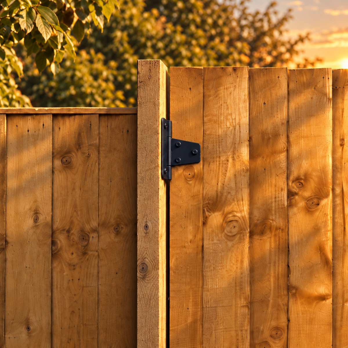 Timber Post in a garden, evening light